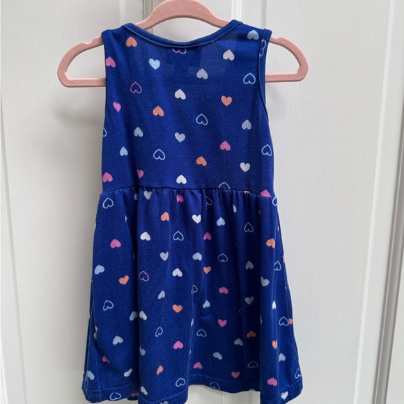 Picapino 3T Girls Blue and White Sleeveless Casual Heart Print Dress - Picture 5 of 5